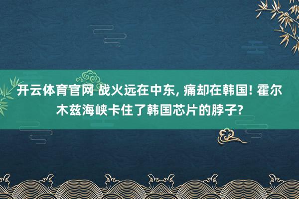 开云体育官网 战火远在中东， 痛却在韩国! 霍尔木兹海峡卡住了韩国芯片的脖子?