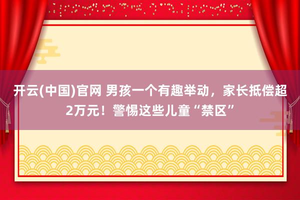 开云(中国)官网 男孩一个有趣举动，家长抵偿超2万元！警惕这些儿童“禁区”