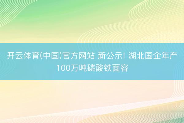 开云体育(中国)官方网站 新公示! 湖北国企年产100万吨磷酸铁面容