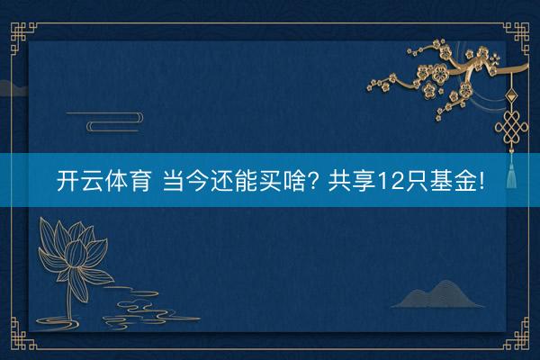 开云体育 当今还能买啥? 共享12只基金!