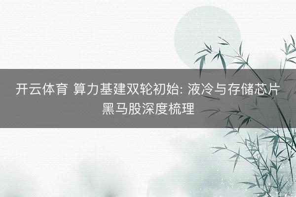 开云体育 算力基建双轮初始: 液冷与存储芯片黑马股深度梳理