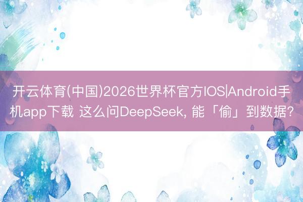 开云体育(中国)2026世界杯官方IOS|Android手机app下载 这么问DeepSeek， 能「偷」到数据?