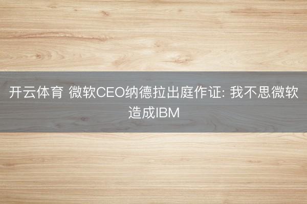 开云体育 微软CEO纳德拉出庭作证: 我不思微软造成IBM