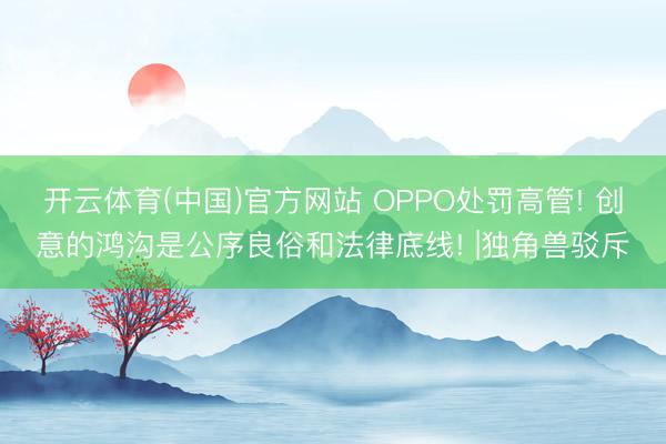 开云体育(中国)官方网站 OPPO处罚高管! 创意的鸿沟是公序良俗和法律底线! |独角兽驳斥