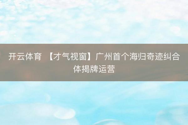 开云体育 【才气视窗】广州首个海归奇迹纠合体揭牌运营