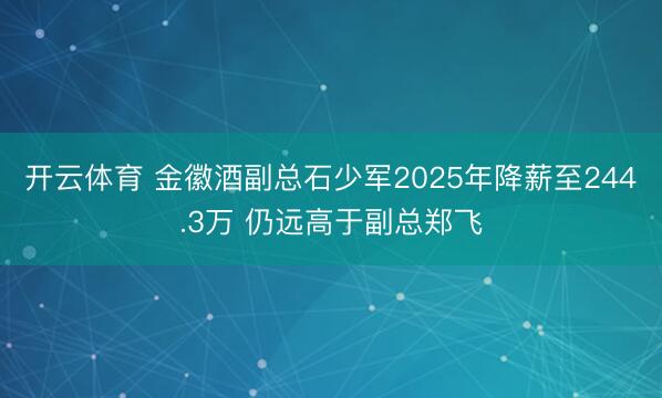 开云体育 金徽酒副总石少军2025年降薪至244.3万 仍远高于副总郑飞